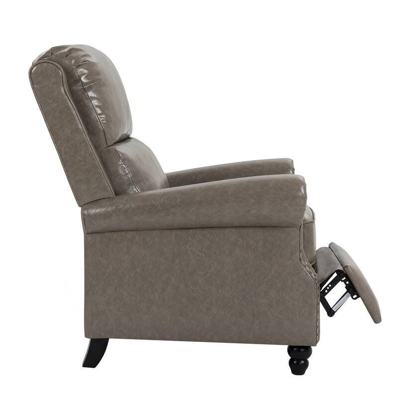 Nail-head Padded Seat Pushback Recliner Chair