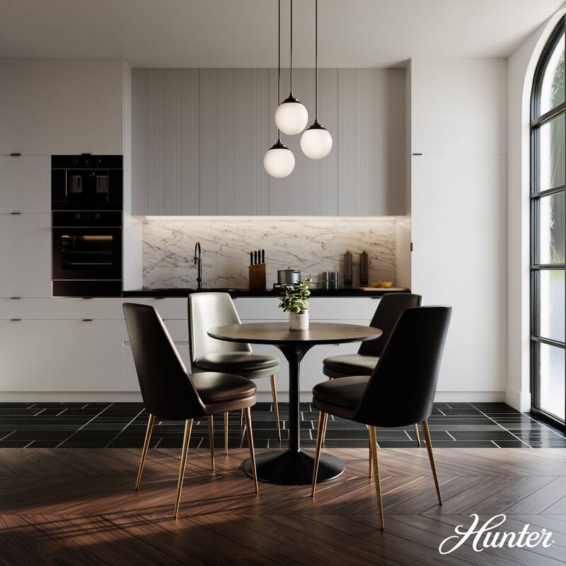 Hunter Hepburn 3 Light Cluster Ceiling Light - Kitchen, Island, Dining Room - Globe, Orb - Mid-Century Modern, Art Deco
