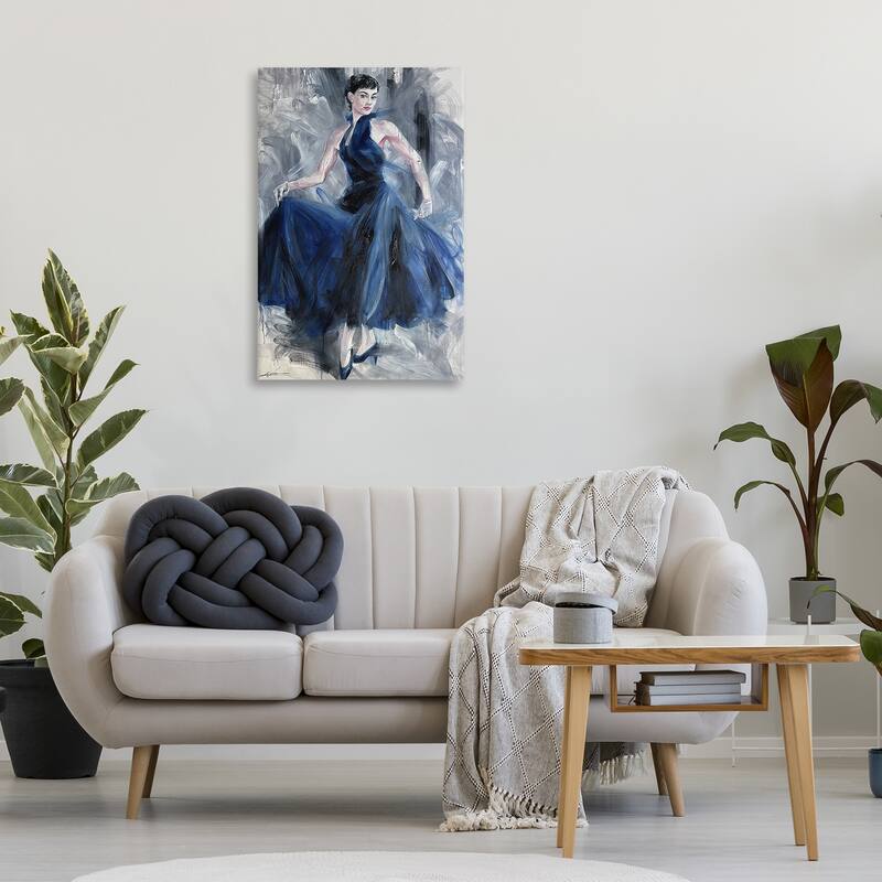 Stupell Stylish Woman in Blue Dress Canvas Wall Art Design By Lucille Lee