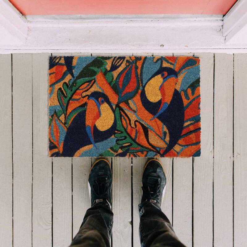 Sheltered Coconut Door Mat Printed Toucans 24x16 Multicolor