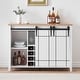 preview thumbnail 17 of 19, Farmhouse 47'' Wine Bar Cabinet Buffet Sideboard Cabinet with 16 Bottle Wine Rack - 15.7"D x 47.2"W x 34.61"H