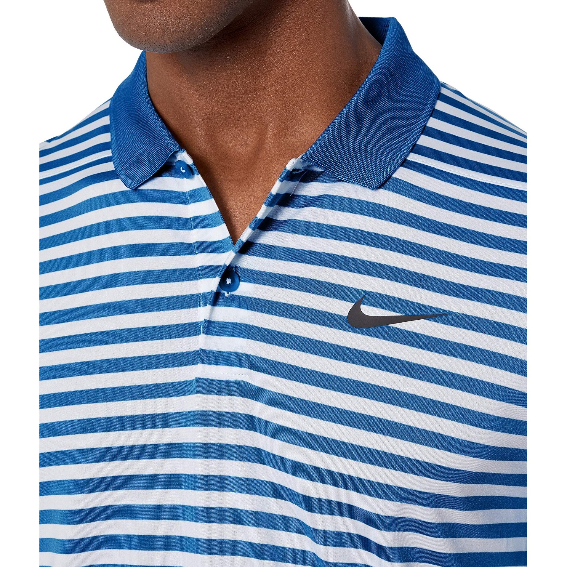 Shop Nike Blue White Mens Size 2xl Striped Golf Logo Graphic Polo Shirt Overstock 28241281