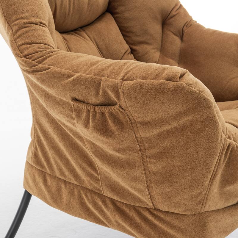 Velvet Recliner Chair with Matching Ottoman, Upholstered Accent Chair Armchair, Lounge Chaise Chair with Footrest