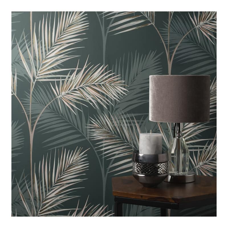 Fine Decor South Beach Evergreen Fronds Wallpaper - 20.5 x 396 x 0.025