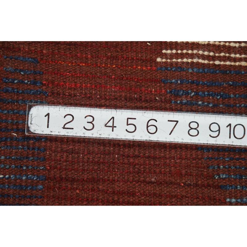 Geometric Moroccan Oriental Area Rug Handmade Red Wool Carpet - 6'4" x 8'9"