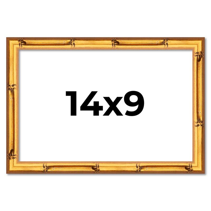 14x9 Frame Gold Bamboo Picture Frame Modern Photo Frame Includes UV Acrylic Shatter Guard Front Acid Free Foam Backing Board