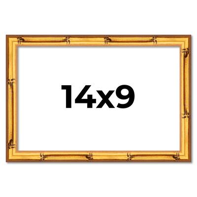 14x9 Frame Gold Bamboo Picture Frame Modern Photo Frame Includes UV Acrylic Shatter Guard Front Acid Free Foam Backing Board