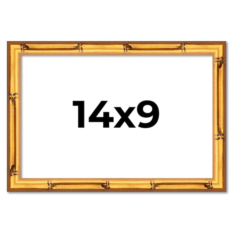 14x9 Frame Gold Bamboo Solid Wood Picture Frame | 1 Inch Moulding