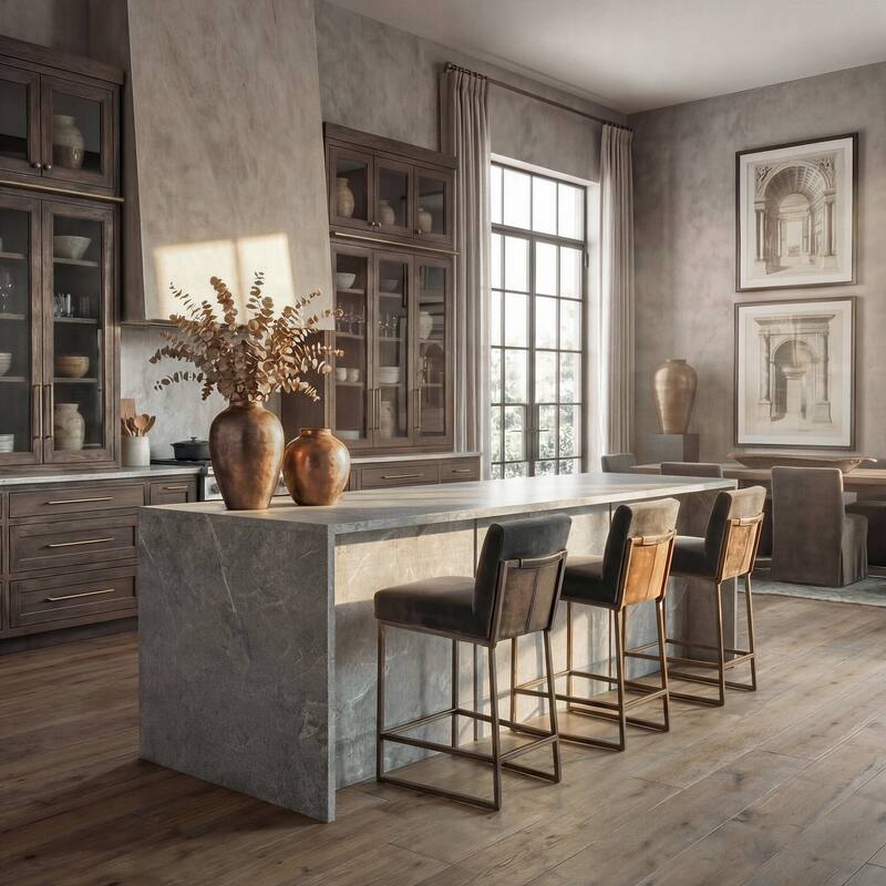 94.5” Extra Large Kitchen Island with Storage, Stone-Look Counter Height Island, Fully Assembled Modern Kitchen Furniture