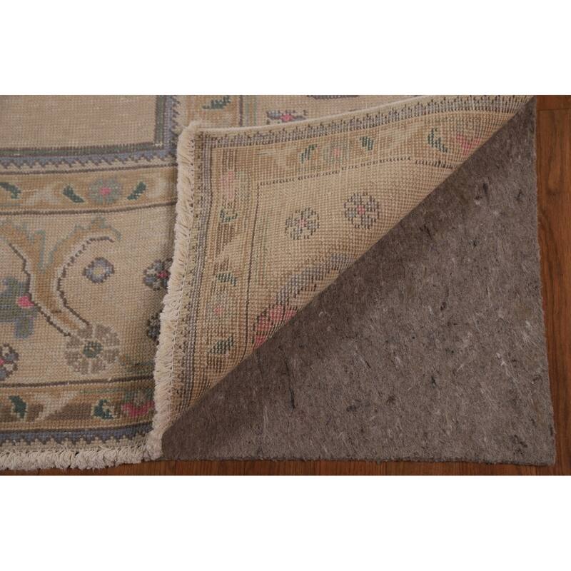 Distressed Geometric Tabriz Persian Rug Hand-knotted Wool Carpet - 9'8" x 12'11"