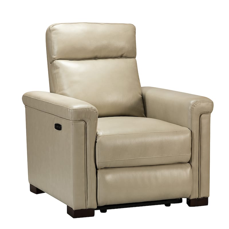 Alicia 34.65" Wide Contemporary Classic Genuine Leather Power Recliner With USB Port, Set of 2