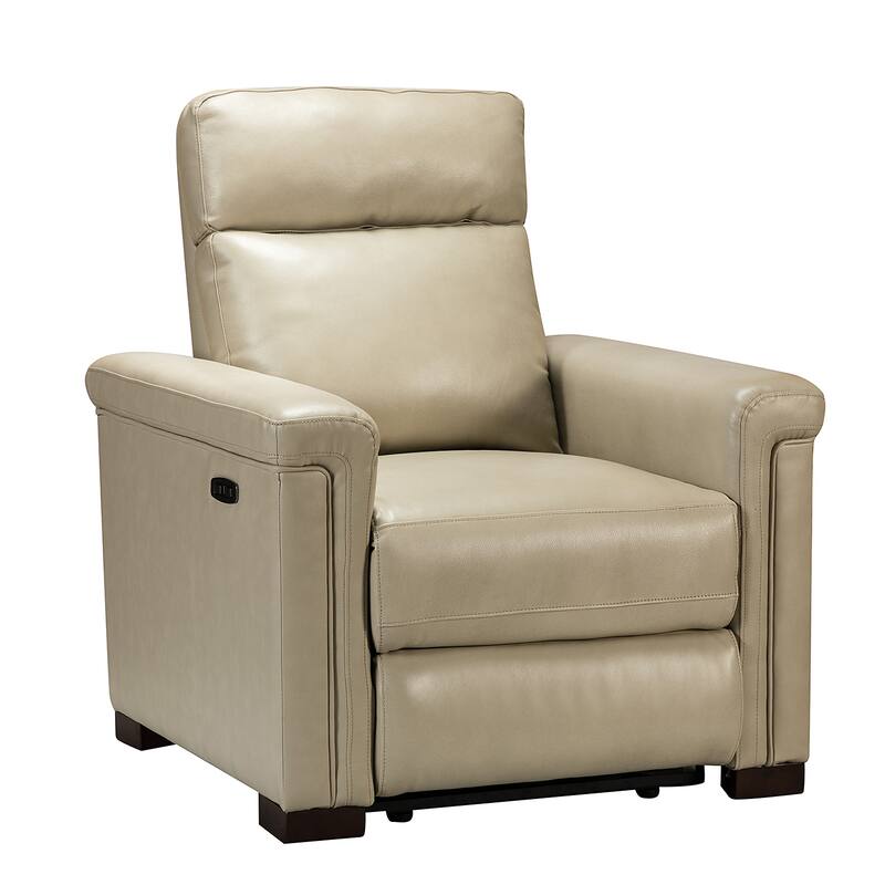 Alicia 34.65" Wide Contemporary Classic Genuine Leather Power Recliner With USB Port (Set of 2)