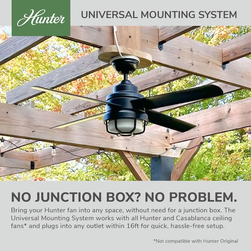 Hunter Plug-In Ceiling Fan Universal Mounting System - Indoor/Outdoor Mount – Mount Anywhere – Wet Rated