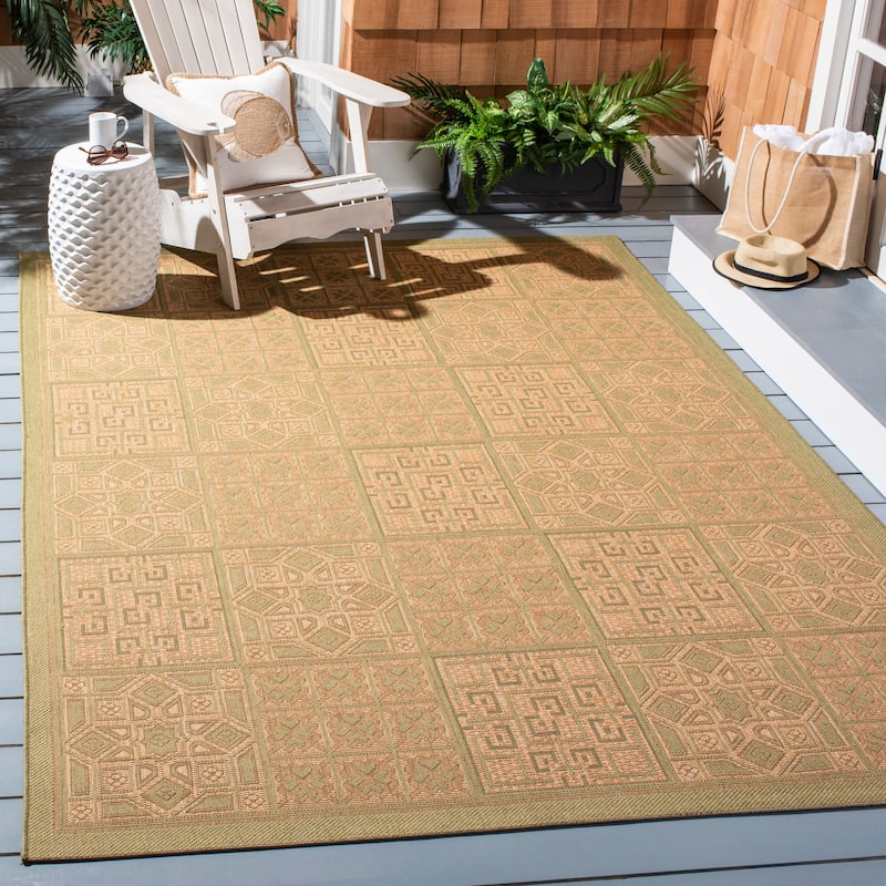 SAFAVIEH Courtyard Jacklyn Geometric Block Indoor/ Outdoor Area Rug