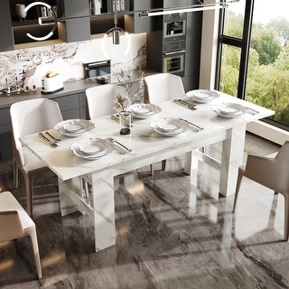 Folding Coffee Table with Expandable Drop Leaves Compact Multi-Purpose Dinging Table for Small Spaces - 94.5"x35.4"