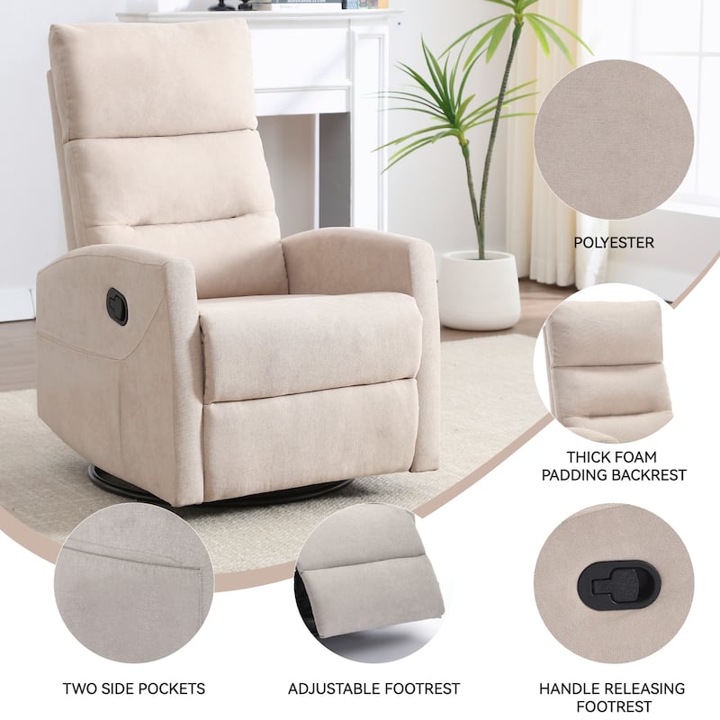 360° Swivel Rocking Recliner Chair in Polyester for Living Room