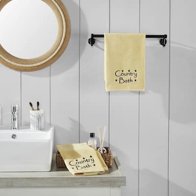 Navy Country Bath Stars Creme Hand Towel Set of 2 16x26