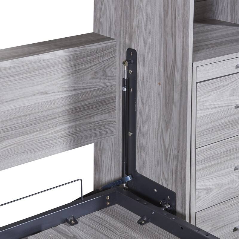 Clever Design Murphy Bed with Multiple Storage Shelves and Drawers,Twin/Full Size