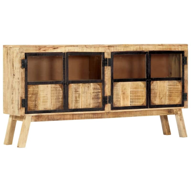 vidaXL Sideboard Brown and Black 63"x11.8"x31.5" Solid Rough Mango Wood