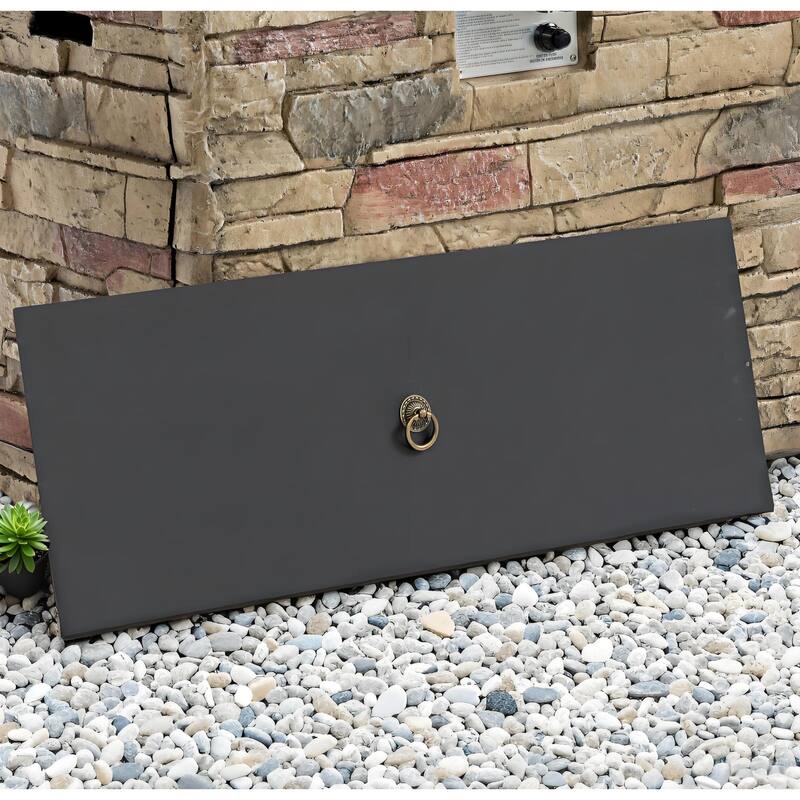 GDFStudio - Modern Outdoor 42" Propane Gas Fire Pit Table with Hidden Tank Storage & Removable Steel Lid, Cover Included