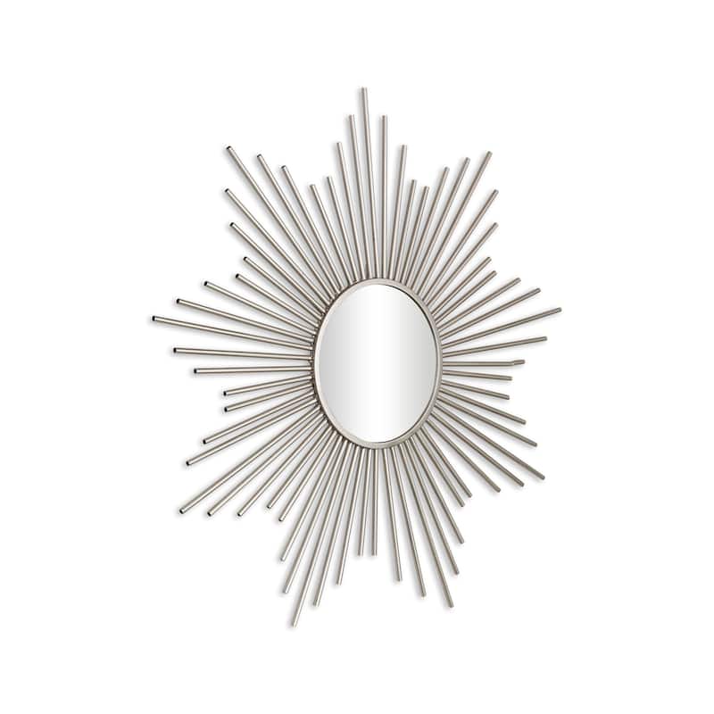 Silver Metal Sunburst Mirror - W: 32" x D: 0.75" x H: 32"