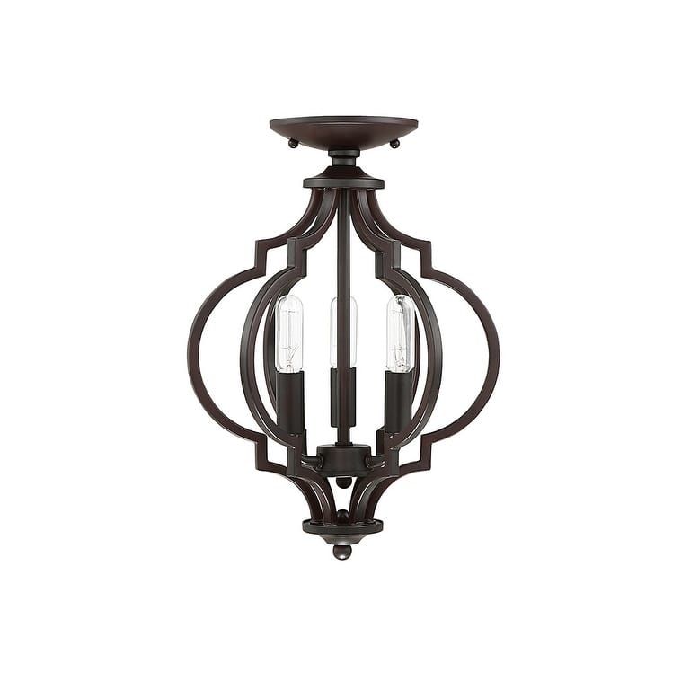 Meridian M60055 3 Light 11" Wide Semi-Flush Ceiling Fixture