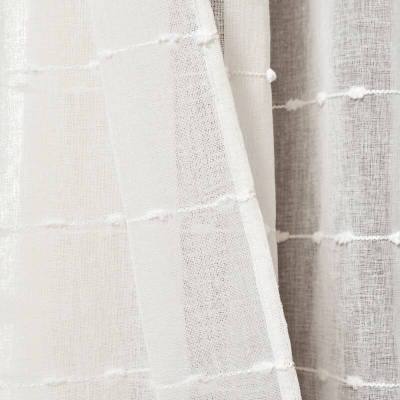 Lush Decor Farmhouse Textured Grommet Sheer Window Curtain Panel Pair
