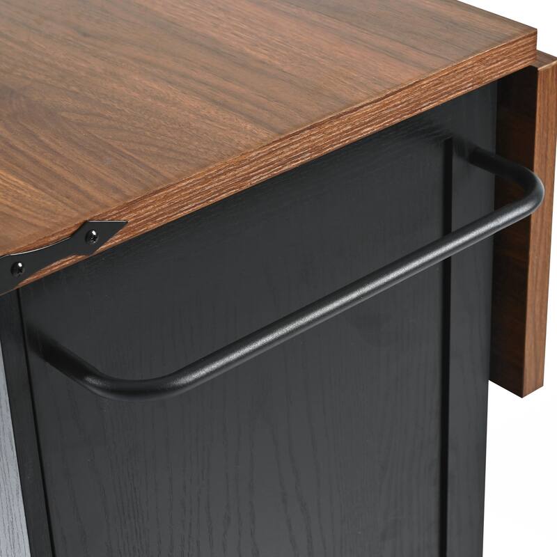 Kitchen Storage Island with Internal Storage Rack, Drop Leaf, Spice Rack, Rolling Kitchen Cart on Wheels