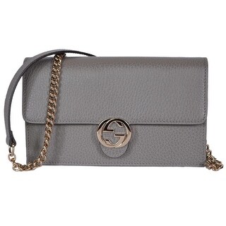 Gucci 510314 Grey Leather Interlocking Gg Crossbody Wallet Bag Purse Clutch 7 5 X 4 2 Ping The Best Deals On Designer
