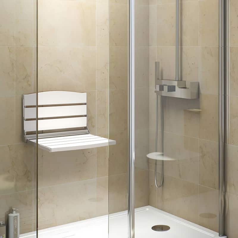 Moasis Plastic Wood Wall Mounted Folding Shower Seat