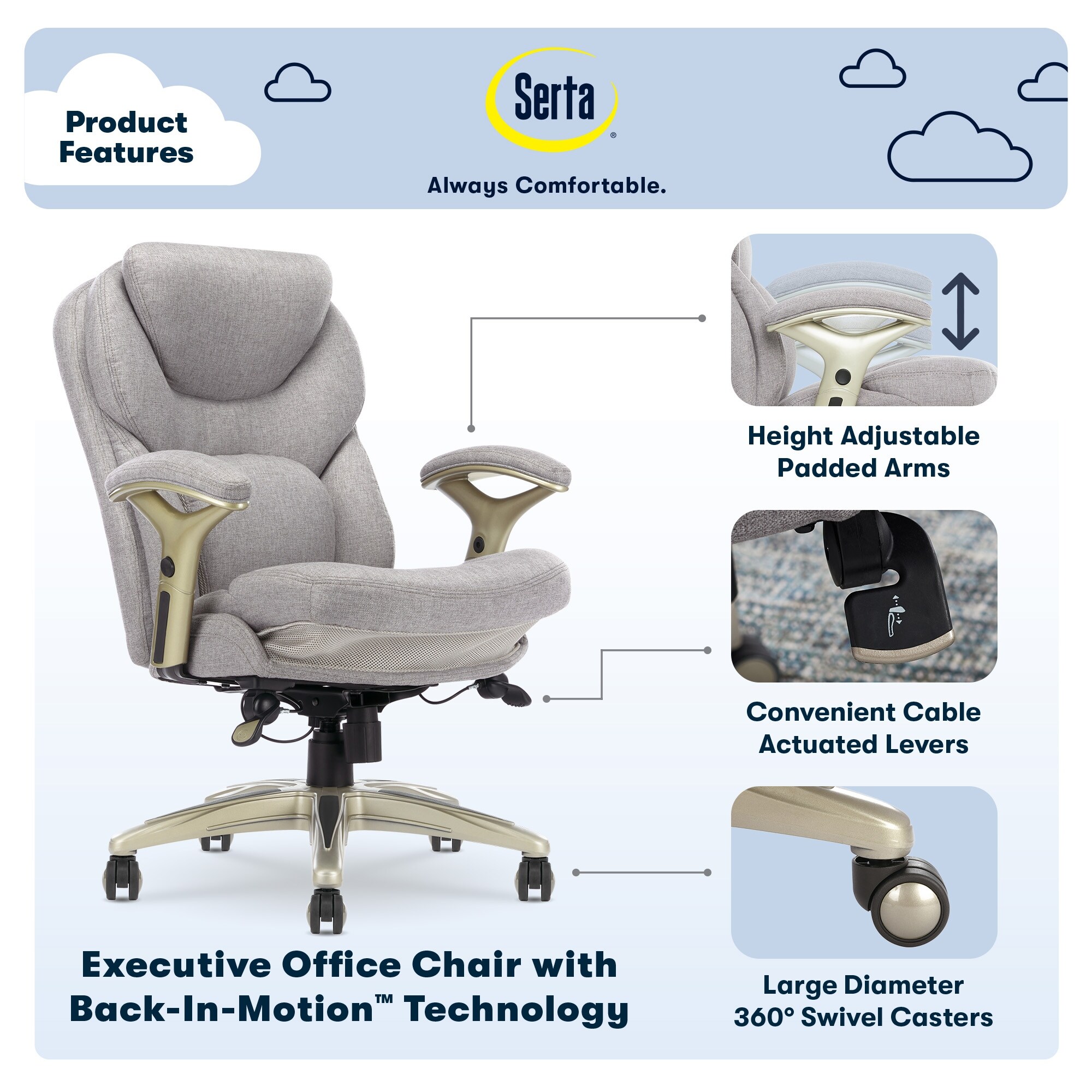 Serta ergonomic executive office chair motion technology deals