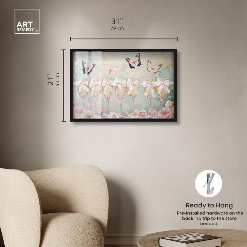 Champagne Mint and Pink Glass Shadowbox by Art Remedy