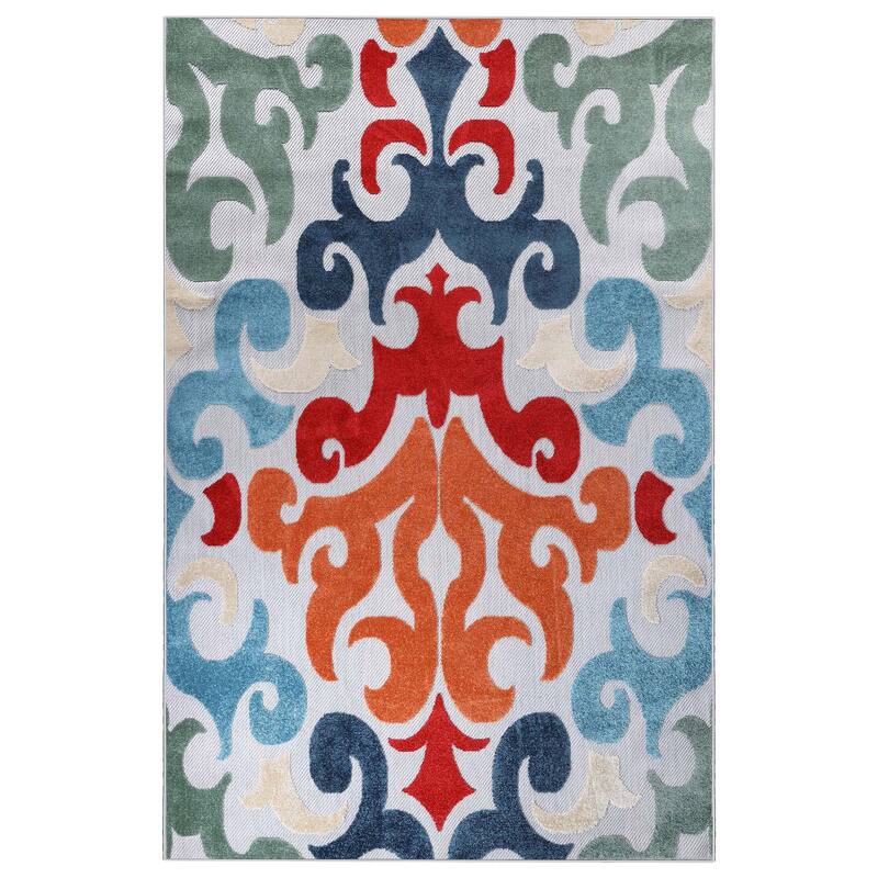 Superior Aldaine Vintage Damask Indoor Outdoor Area Rug