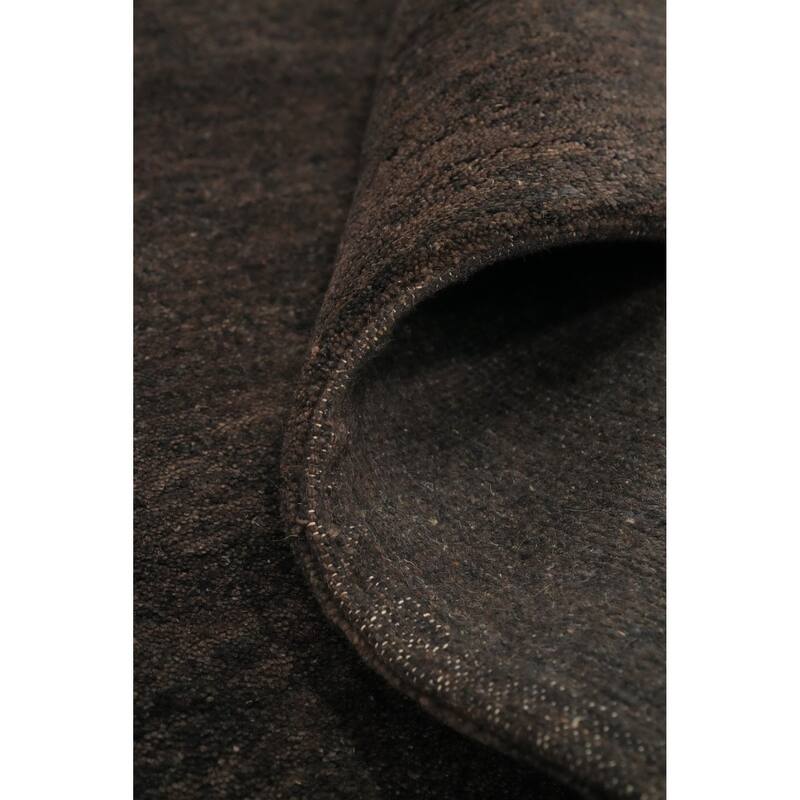 Hand Knotted Oriental 100% Wool Carpet Modern Solid Brown Gabbeh Area Rug - 6' 6'' X 5' 0''