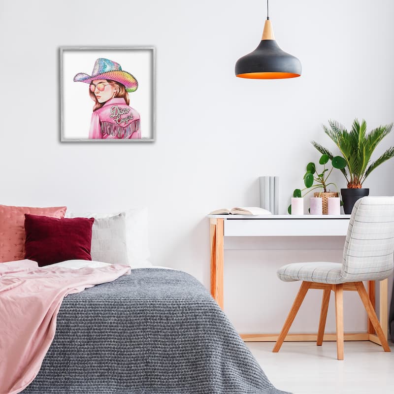 Stupell Pink Disco Cowgirl Framed Giclee Art Design By Amanda Greenwood