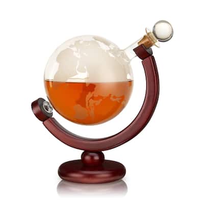 Viski Globe Decanter Etched Glass Whiskey Enthusiast Gift and Glassware Accessory Centerpiece