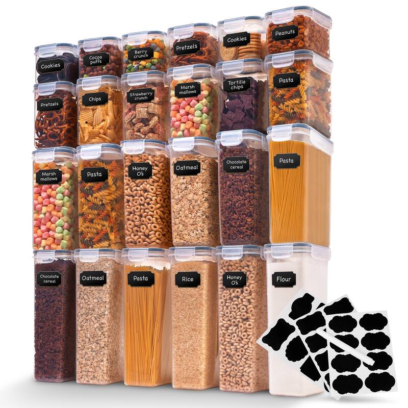 Cheer Collection Set of 24 Airtight Food Storage Containers - Clear