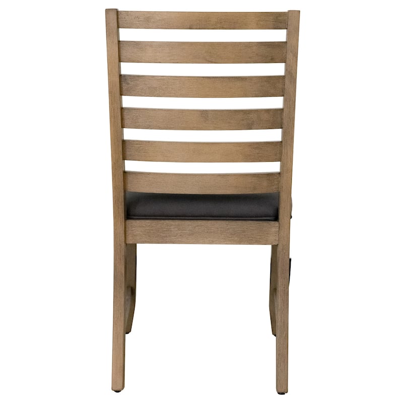 Dining Chairs Set of 2, Gray Upholstered Side Chairs, Acacia Wood Frame, Modern Rustic Design