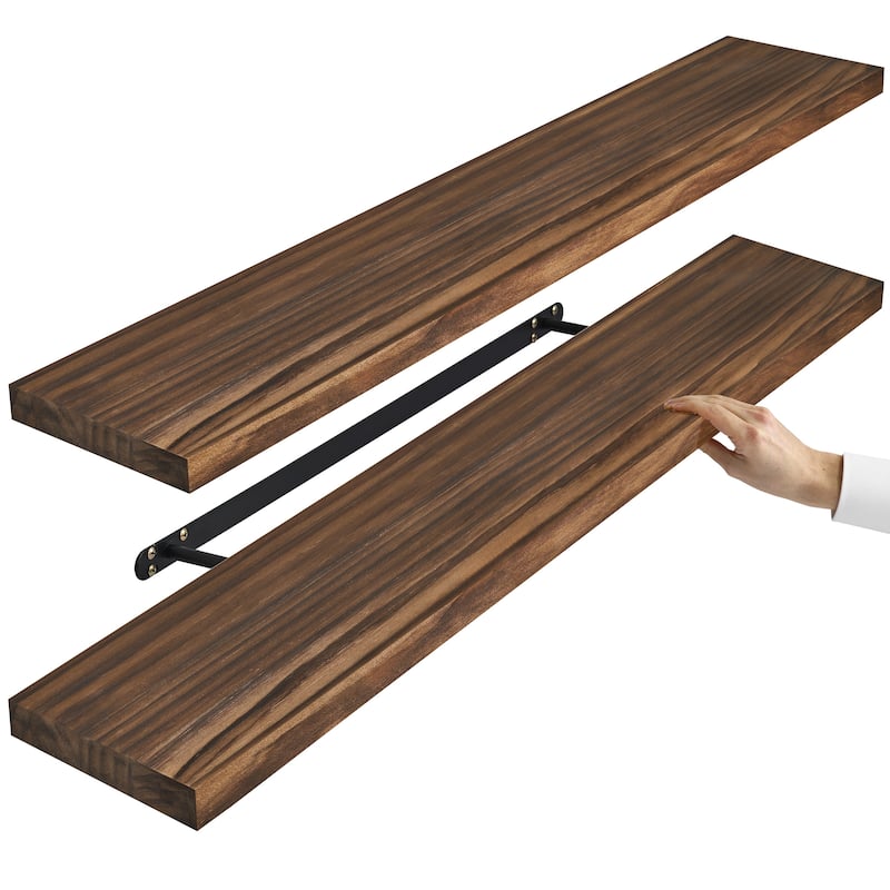 Solid Wood Floating Shelves for Wall - Long Wooden Wall-Mounted Shelves - 9” L X 35"W X 1.2” H