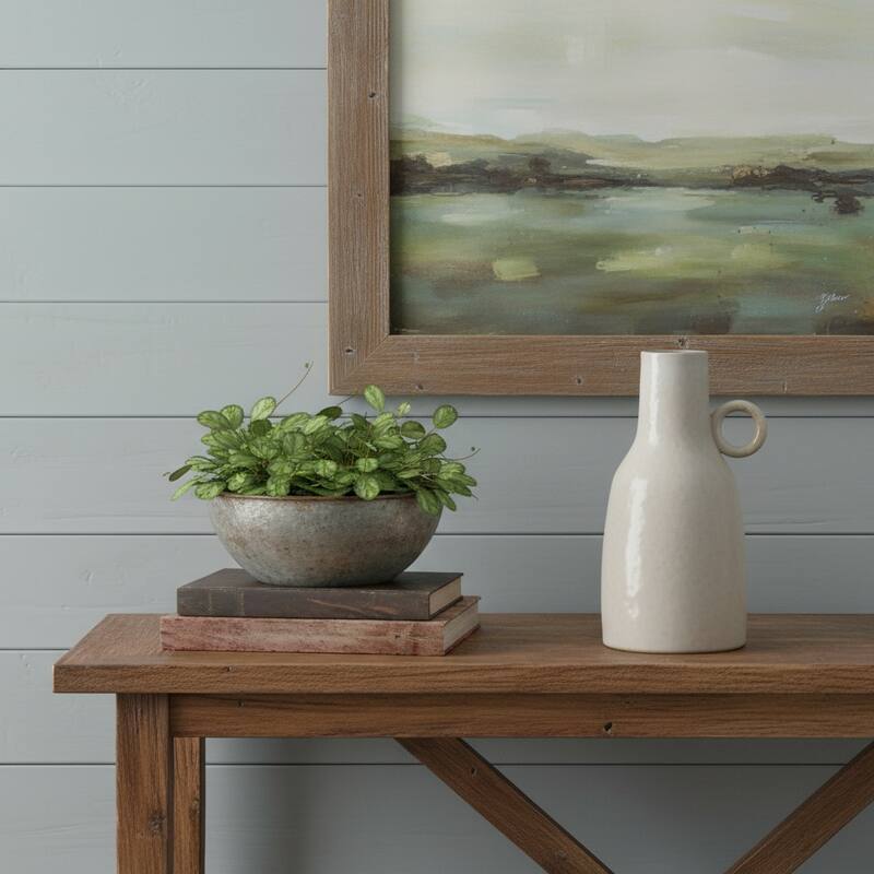 11" Gray And White Ceramic Round Table Vase - 6.25 - White/Gray - 6.25