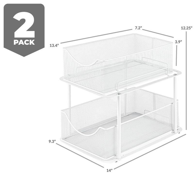 Sorbus 2 Tier Under Sink Bathroom Organizers and Storage (2 Pack) - 14" L x 9.3" W x 12.25" H