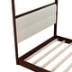 preview thumbnail 7 of 7, Queen Size Wooden Canopy Platform Bed with Upholstered Headboard