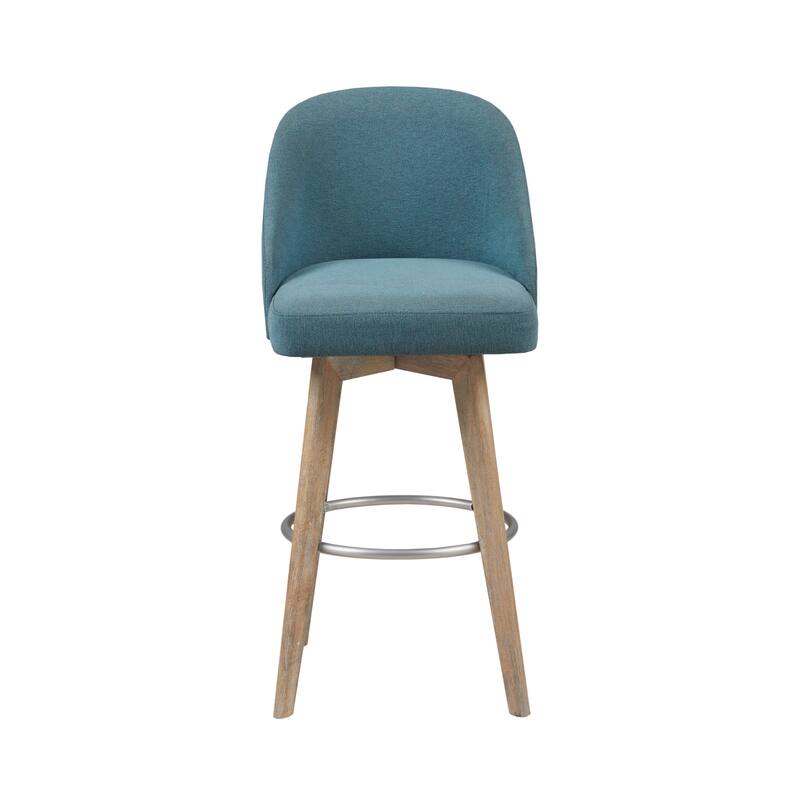 Madison Park Pearce Swivel Upholstered Counter Stool with Solid Wood Legs & Metal Footrest