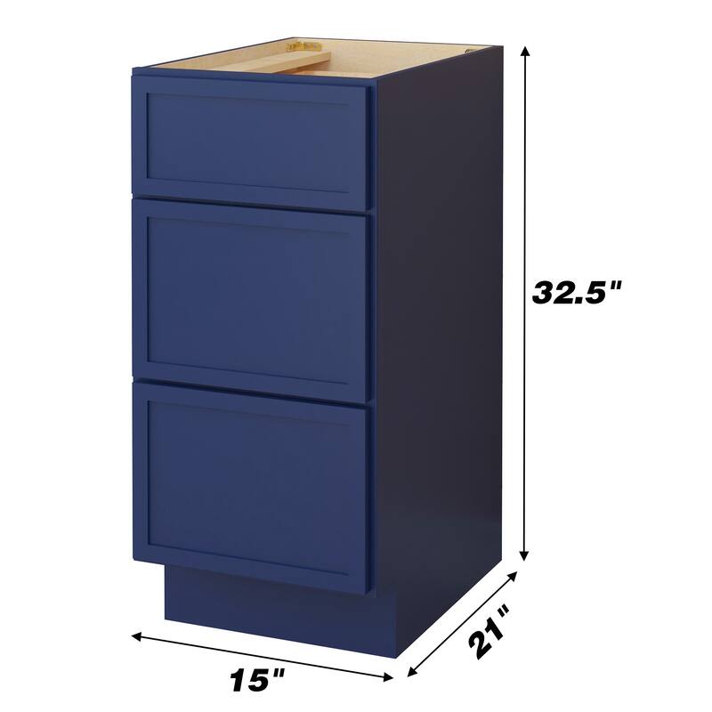 Vanity Art 15" Freestanding Single Base 3 Drawers Storage Cabinet