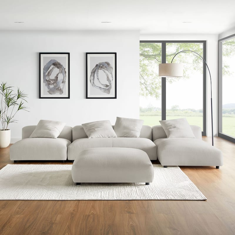 Serene 4-piece Upholstered Modular Sectional Sofa Beige