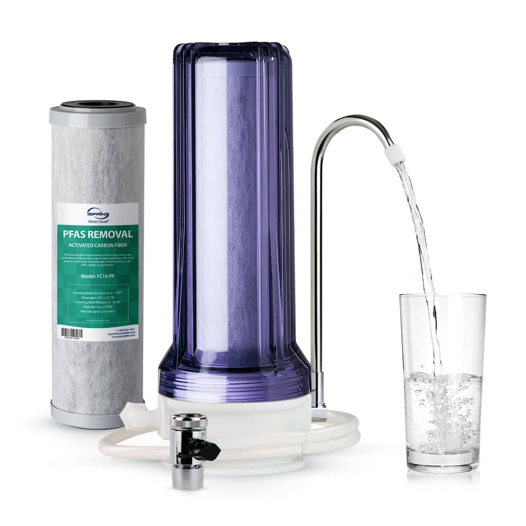 iSpring CKC1C-PF 2.5" x 10" Countertop Water Filter, SGS Tested Filter, Reduces PFAS, Chlorine, Odors - Easy Installation