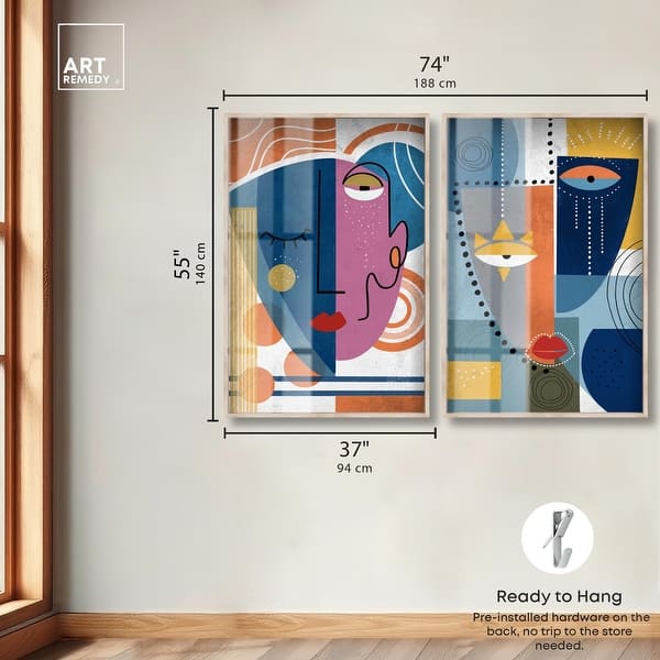 dimension image slide 12 of 18, Abstract Mask Series Living Room Set Shadowbox Print by Art Remedy