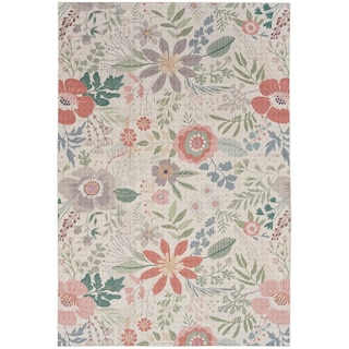 Nourison  Washables Indoor Pink Floral Area Rug