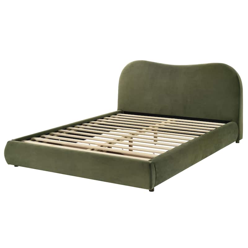 Furniture of America Niric Modern Fabric Upholstered Platform Bed with Storage Footboard