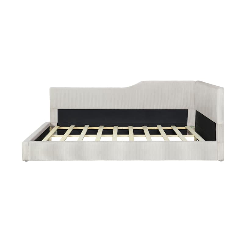 Full Size L-Shaped Daybed with Solid Frame, 500LBS Weight Capacity